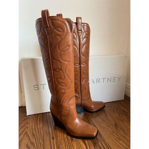 Stella McCartney Knee High Cowboy Cloudy Boots Brandy‎ Brown 37/7